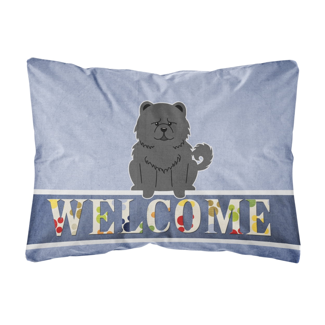 Chow Chow Black Welcome Canvas Fabric Decorative Pillow