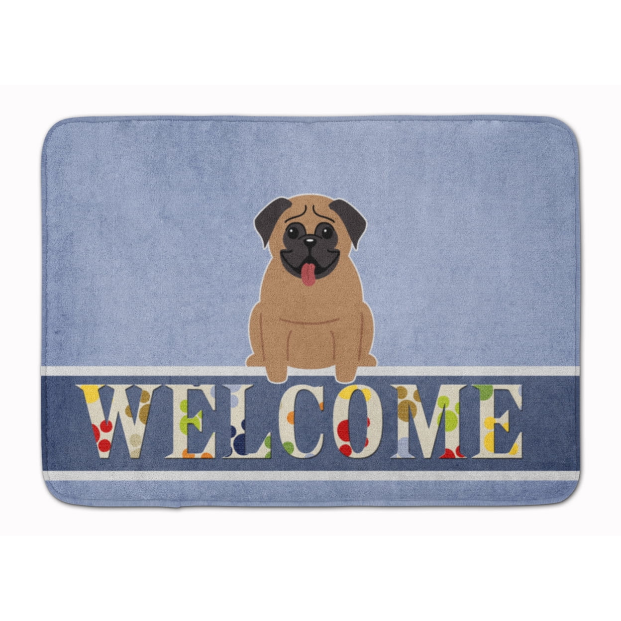 BB5586RUG Pug Brown Welcome Machine Washable Memory Foam Mat