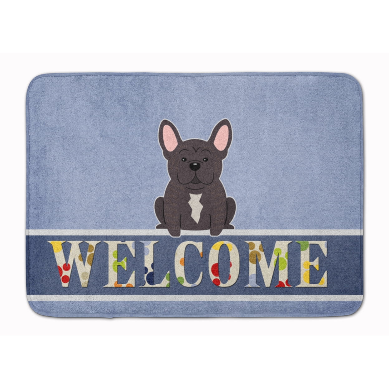 French Bulldog Brindle Welcome Machine Washable Memory Foam Mat