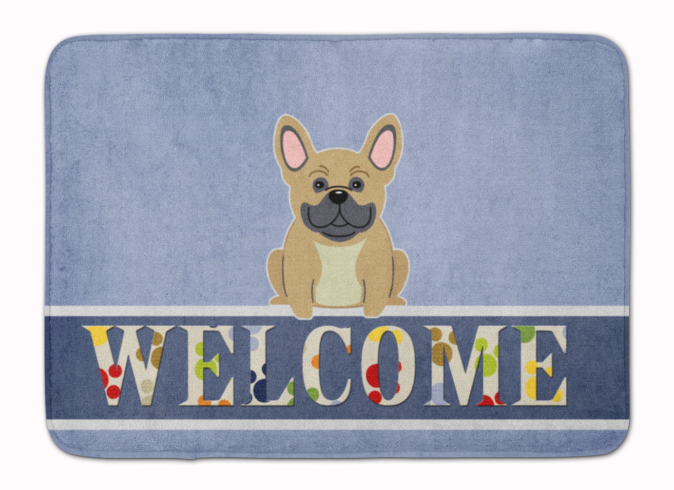 French Bulldog Cream Welcome Machine Washable Memory Foam Mat