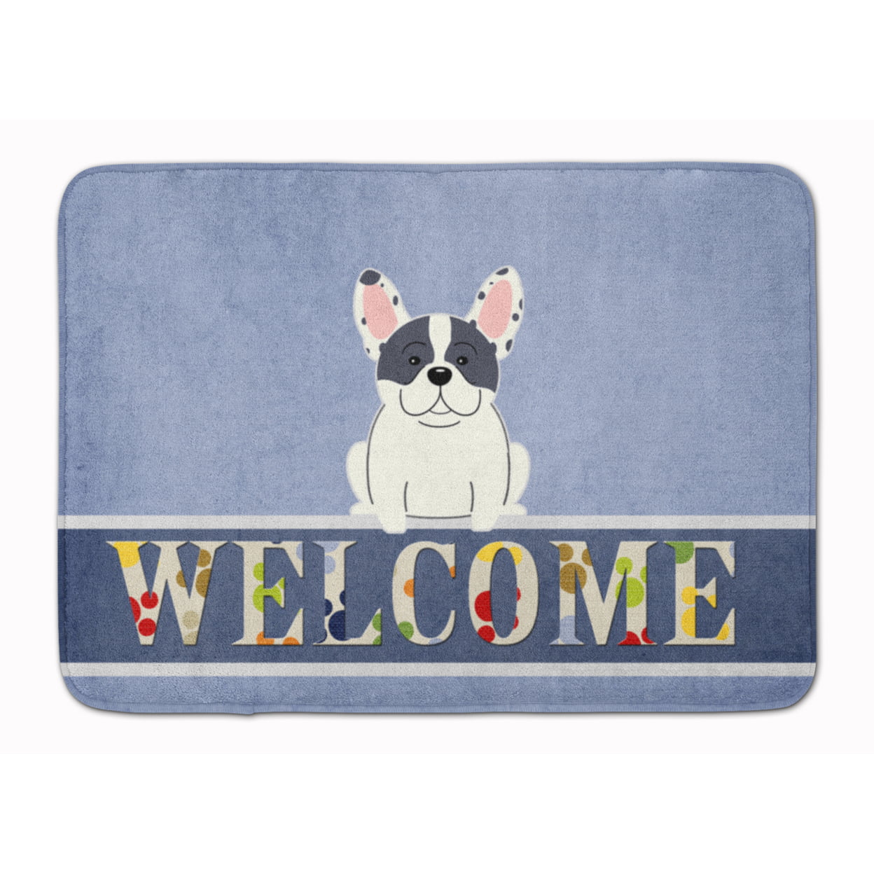 French Bulldog Piebald Welcome Machine Washable Memory Foam Mat