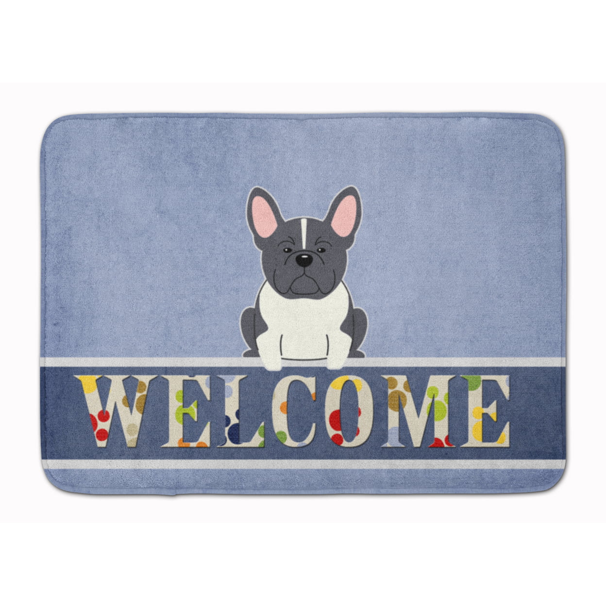 French Bulldog Black & White Welcome Machine Washable Memory Foam Mat