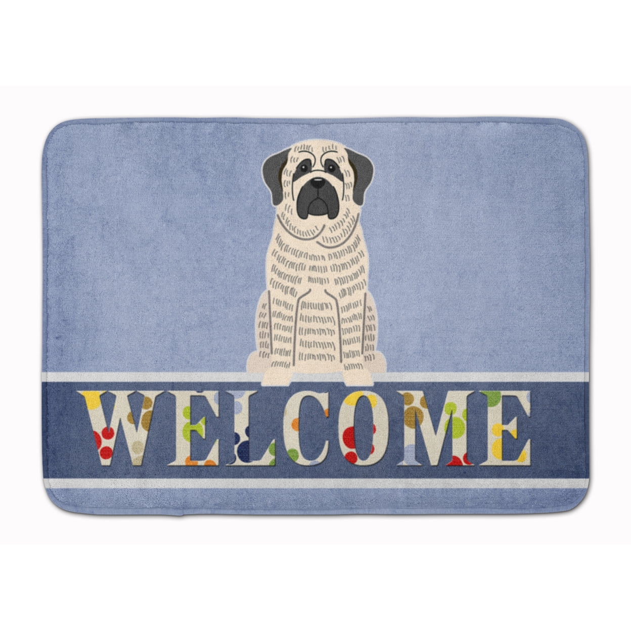 BB5597RUG Mastiff Brindle White Welcome Machine Washable Memory Foam Mat
