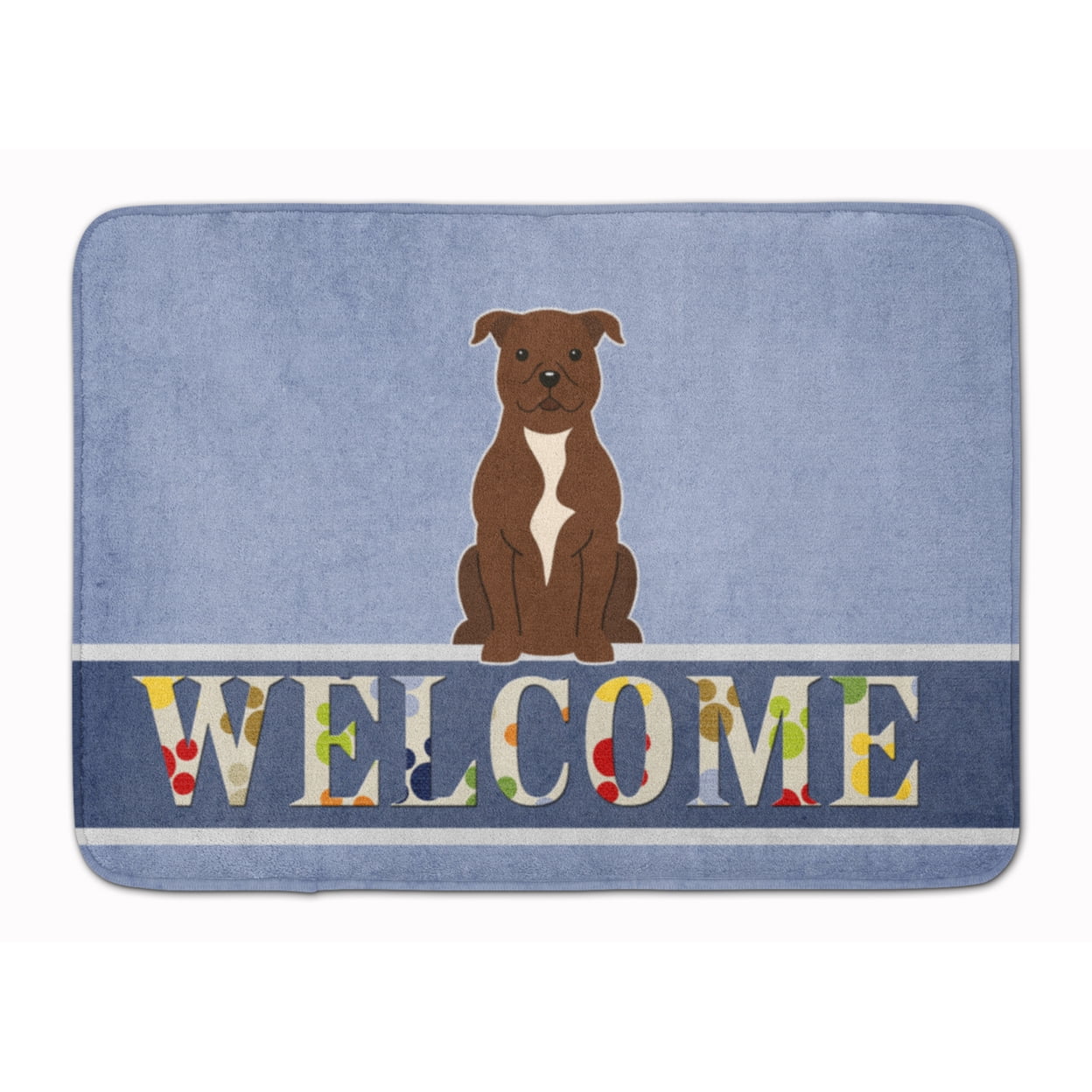 Staffordshire Bull Terrier Chocolate Welcome Machine Washable Memory Foam Mat
