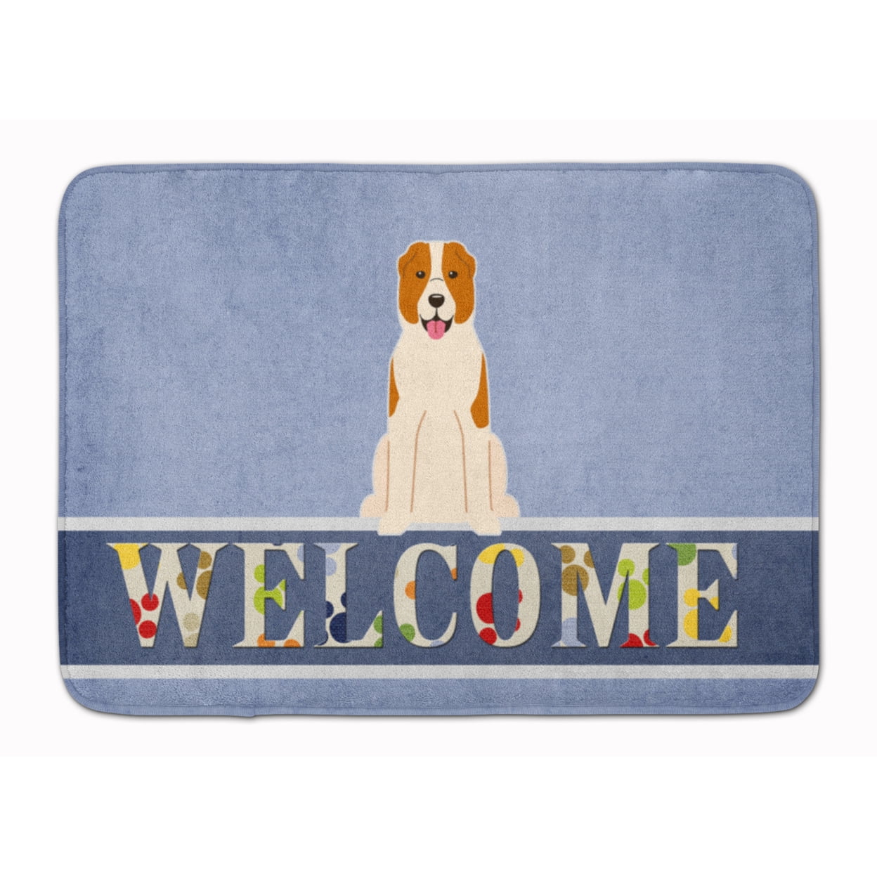 BB5630RUG Central Asian Shepherd Dog Welcome Machine Washable Memory Foam Mat