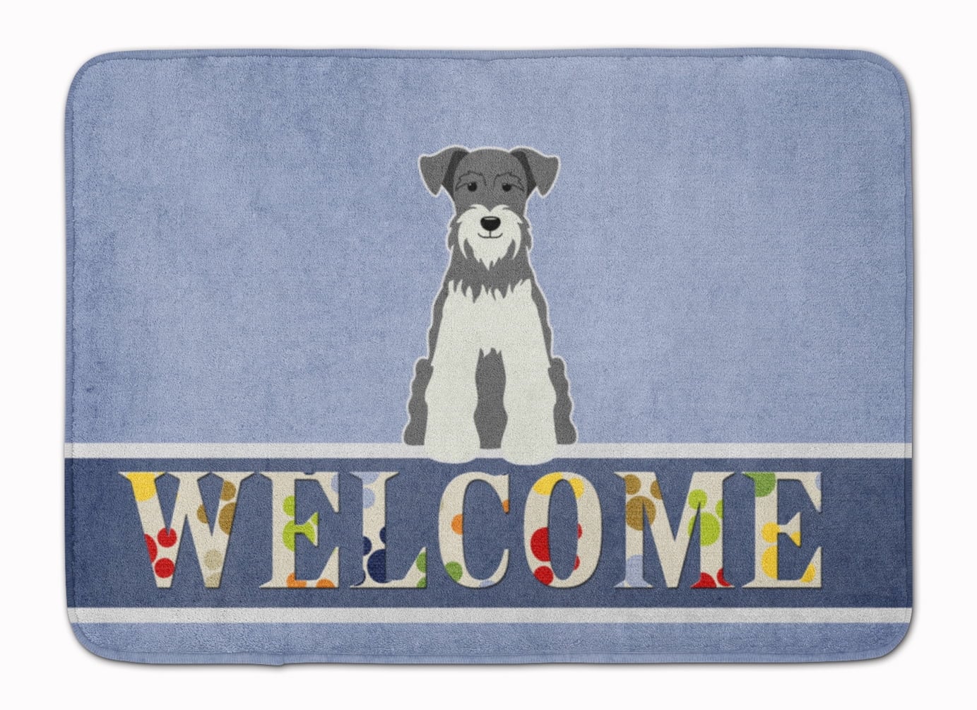 Miniature Schanuzer Salt & Pepper Welcome Machine Washable Memory Foam Mat