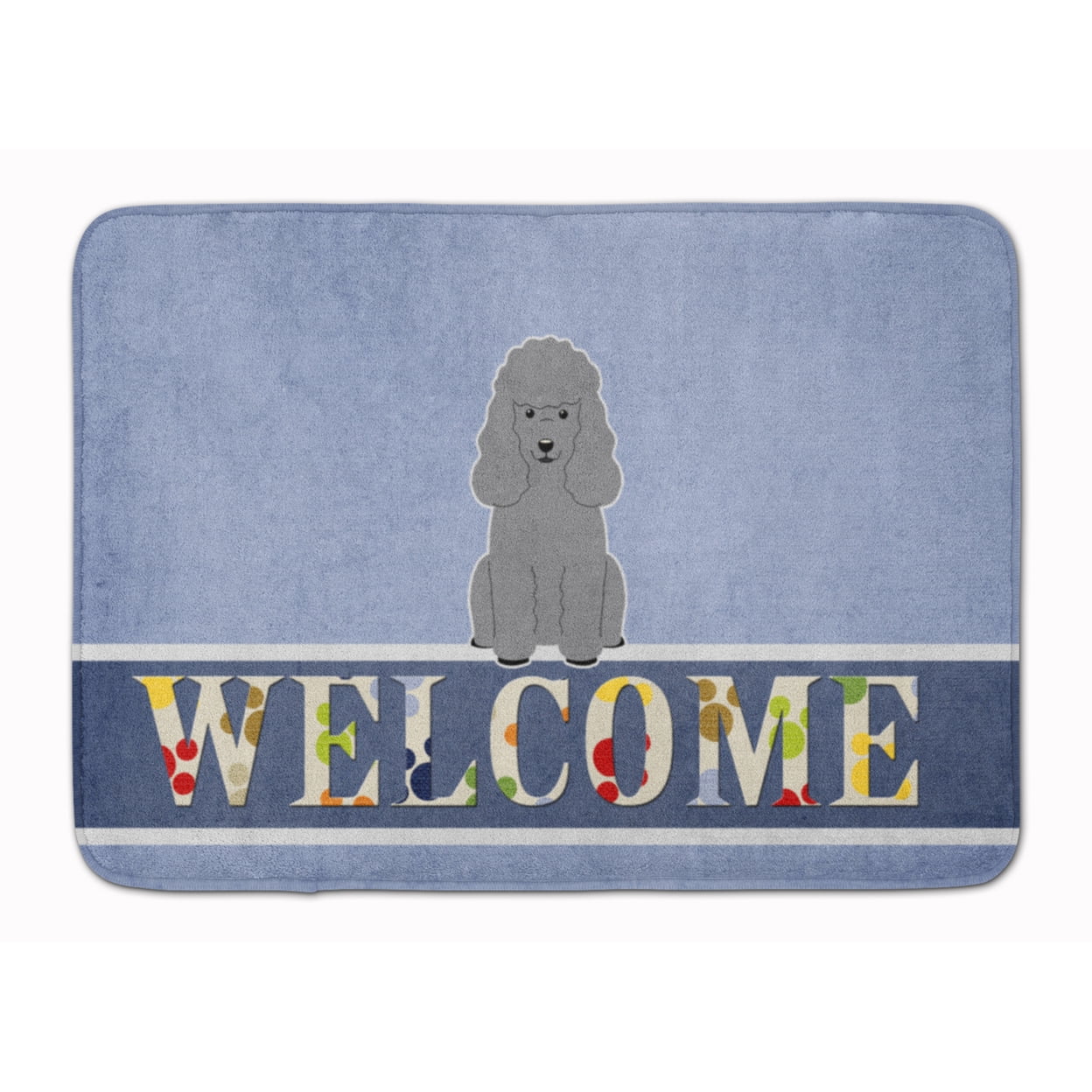 BB5649RUG Poodle Silver Welcome Machine Washable Memory Foam Mat