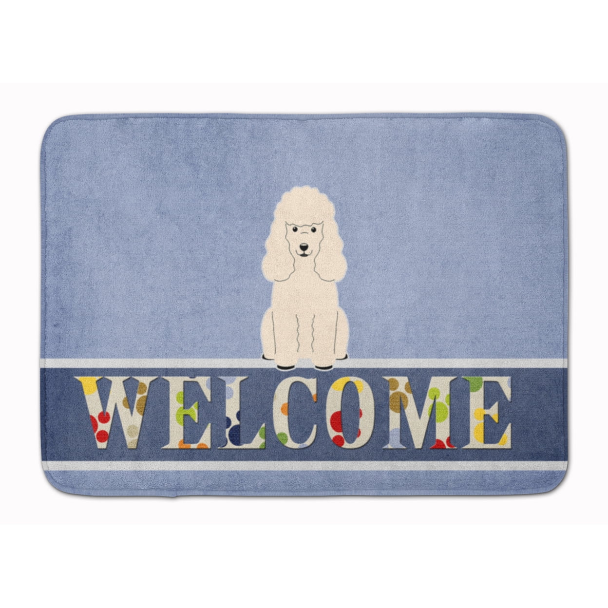 BB5651RUG Poodle White Welcome Machine Washable Memory Foam Mat