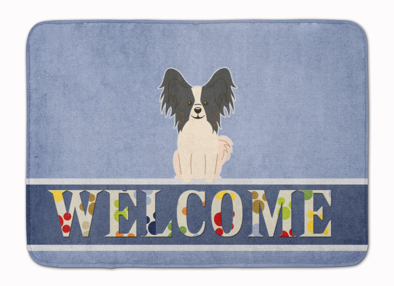 BB5657RUG Papillon Black & White Welcome Machine Washable Memory Foam Mat