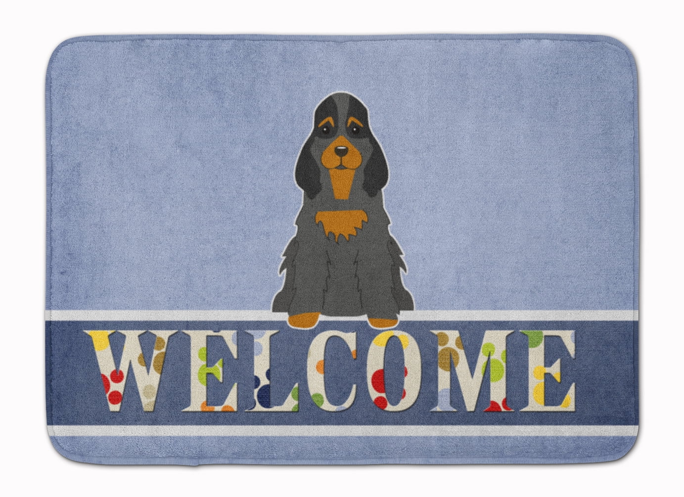 BB5674RUG Cocker Spaniel Black Tan Welcome Machine Washable Memory Foam Mat