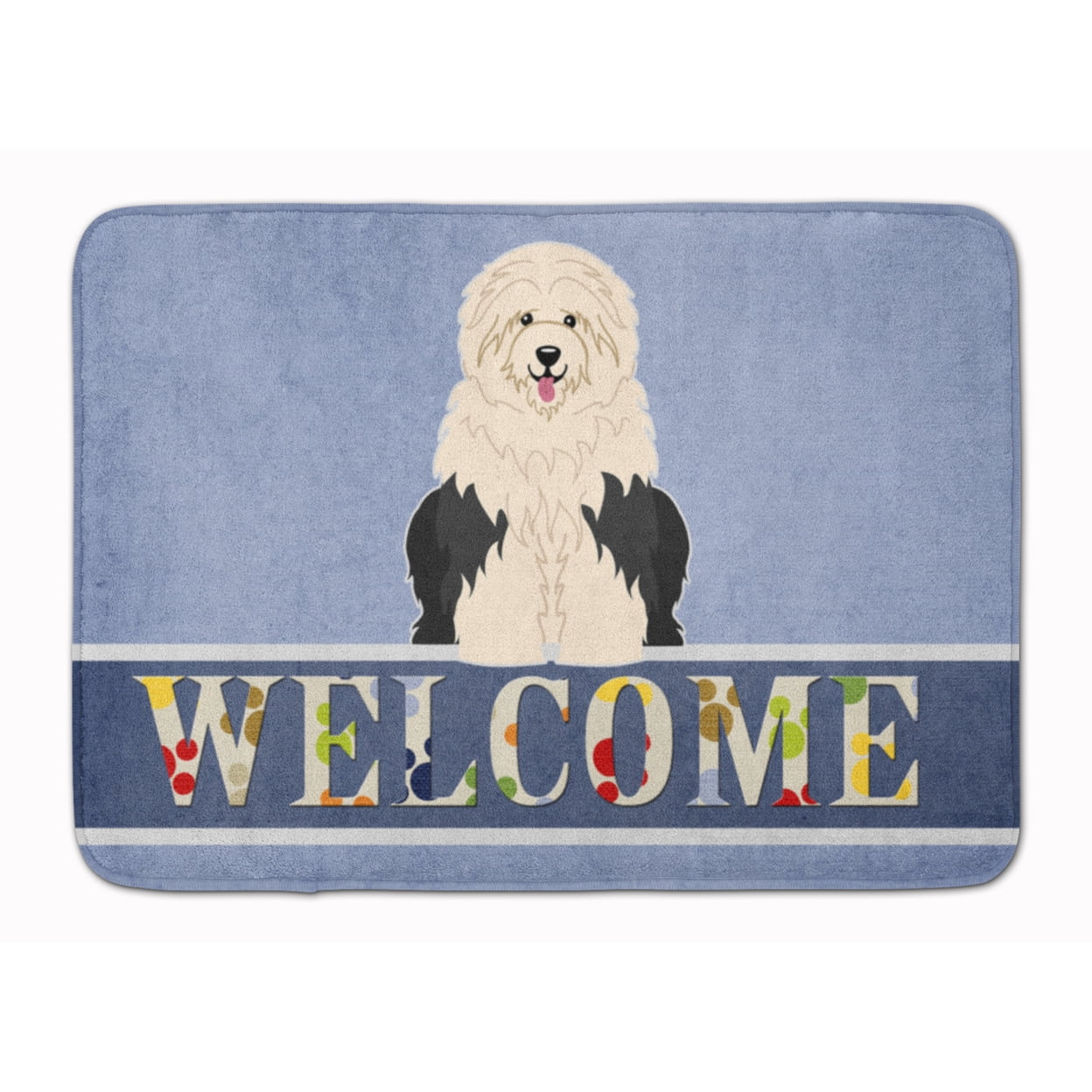 BB5677RUG Old English Sheepdog Welcome Machine Washable Memory Foam Mat