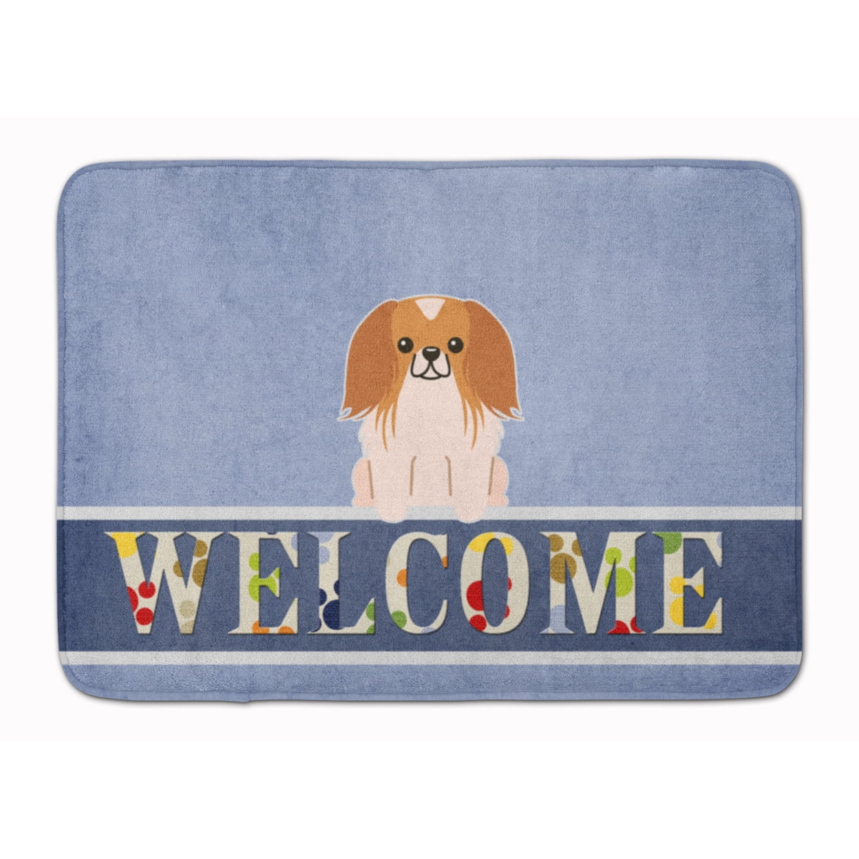 BB5684RUG Pekingnese Red White Welcome Machine Washable Memory Foam Mat
