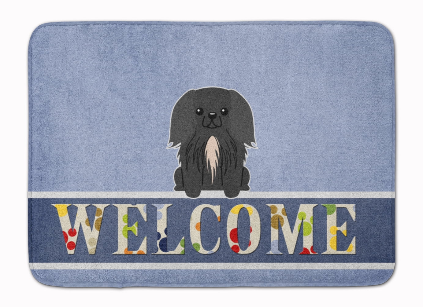 BB5688RUG Pekingnese Black Welcome Machine Washable Memory Foam Mat