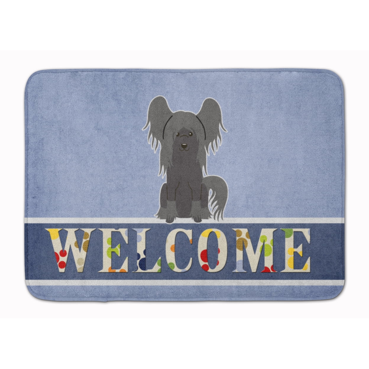 BB5693RUG Chinese Crested Black Welcome Machine Washable Memory Foam Mat