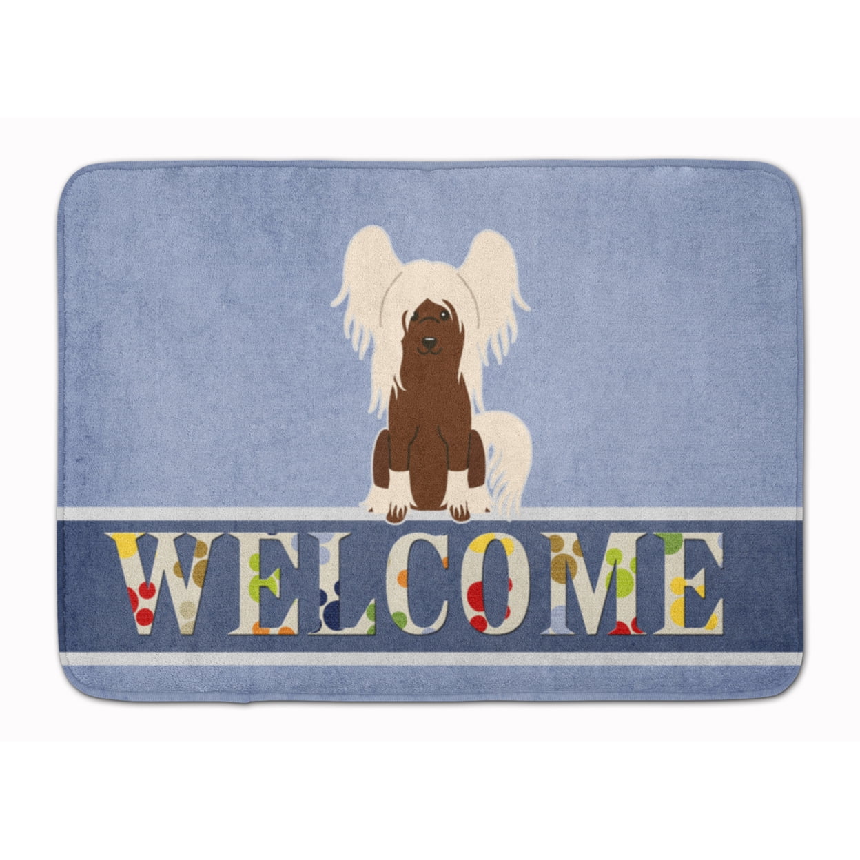 BB5694RUG Chinese Crested Cream Welcome Machine Washable Memory Foam Mat