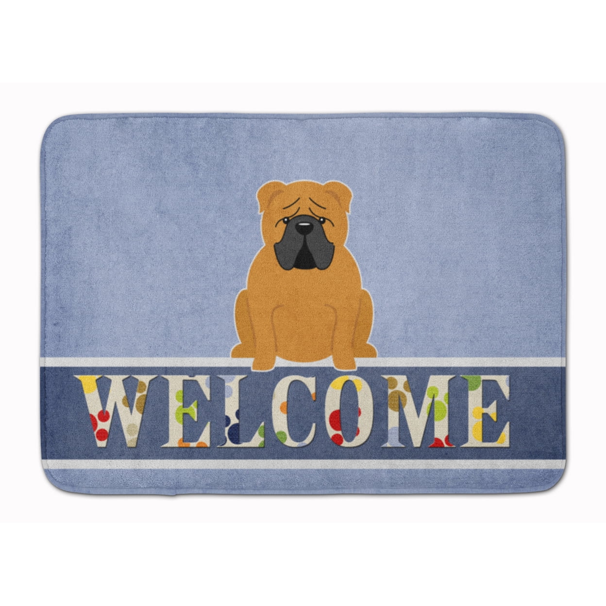 BB5703RUG English Bulldog Red Welcome Machine Washable Memory Foam Mat