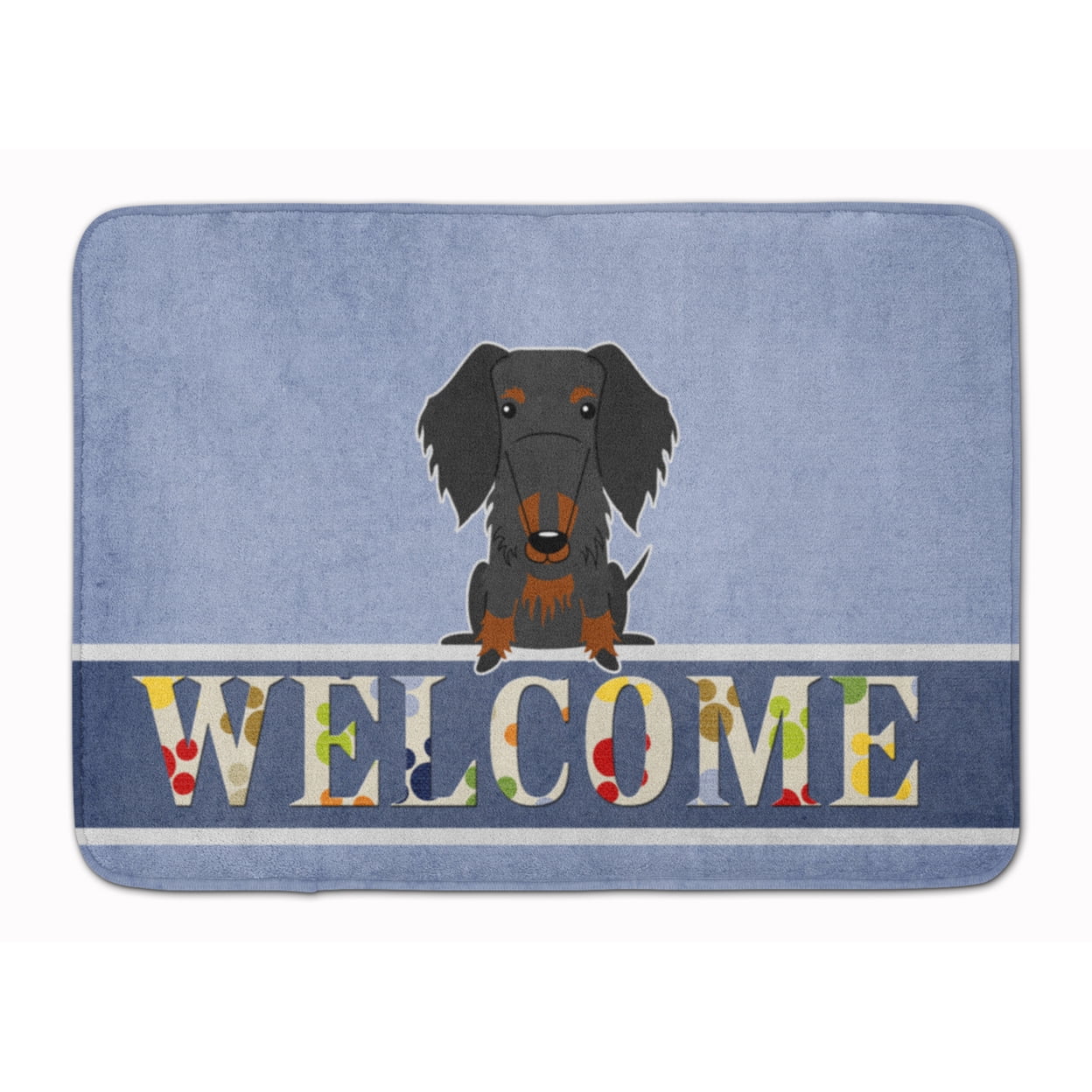 Wire Haired Dachshund Black Tan Welcome Machine Washable Memory Foam Mat