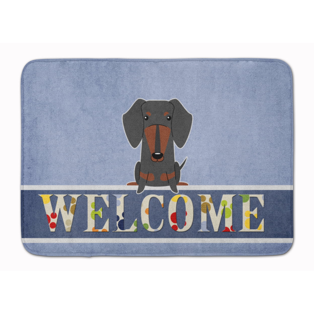 BB5713RUG Dachshund Black Tan Welcome Machine Washable Memory Foam Mat