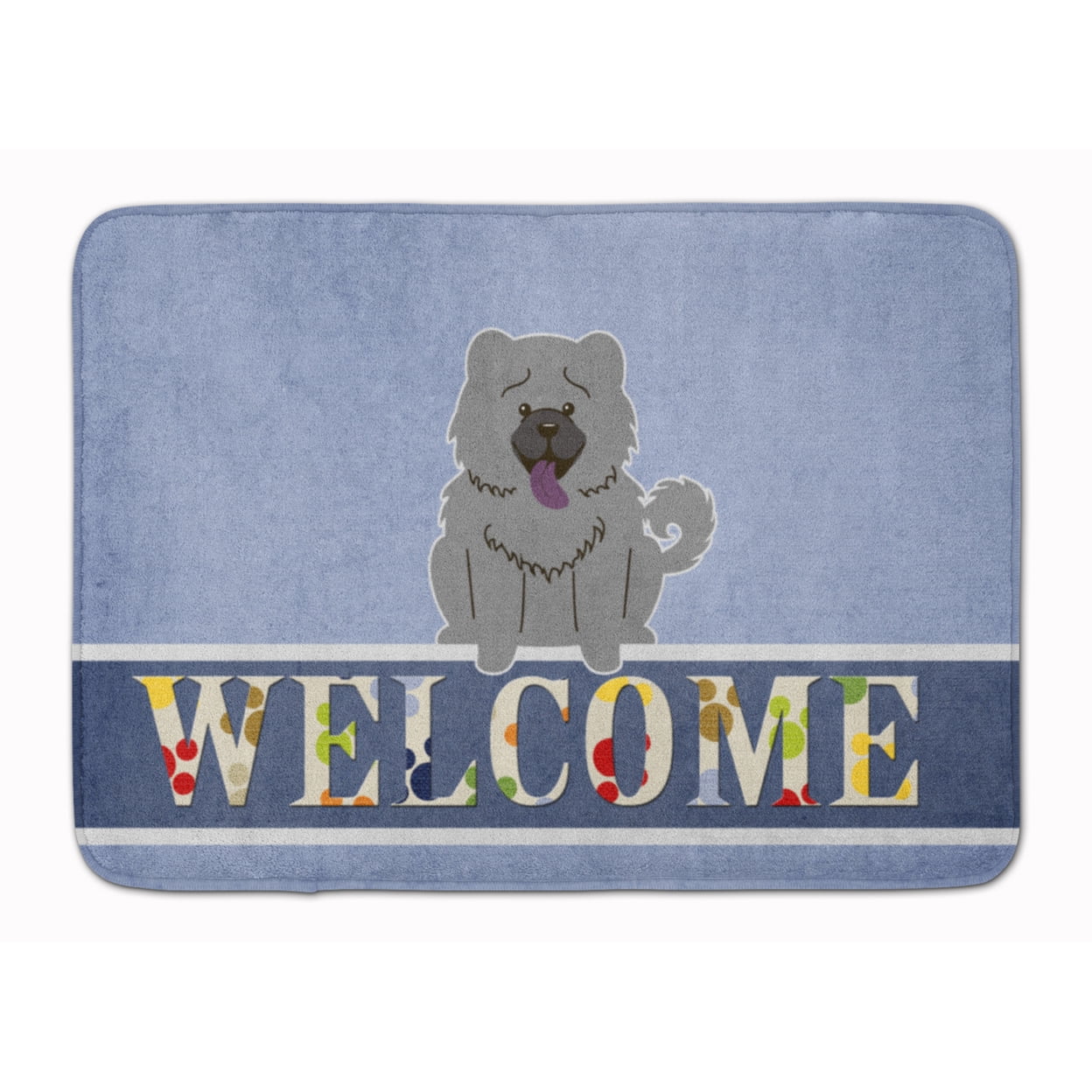 BB5720RUG Chow Chow Blue Welcome Machine Washable Memory Foam Mat