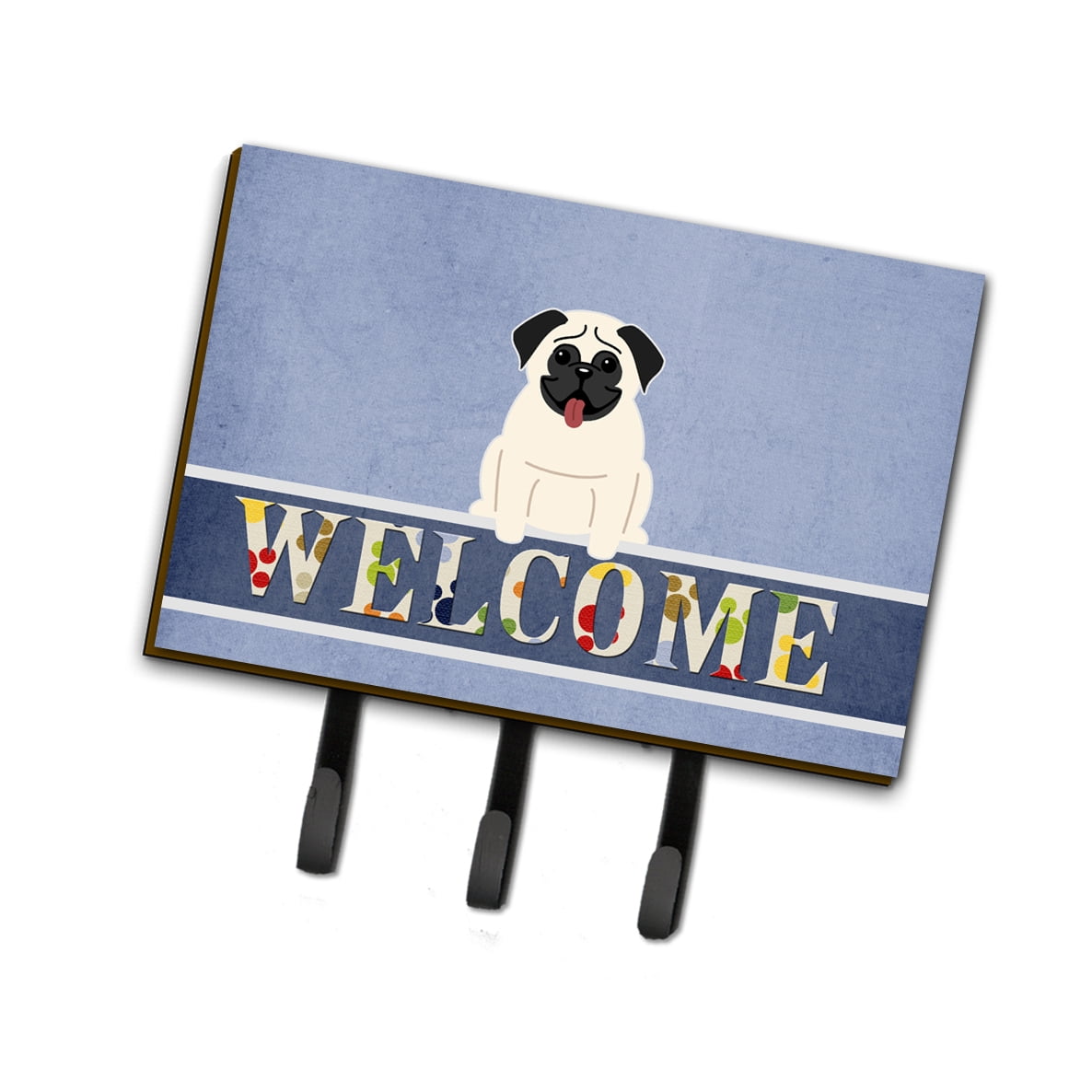 BB5585TH68 Pug Cream Welcome Leash or Key Holder