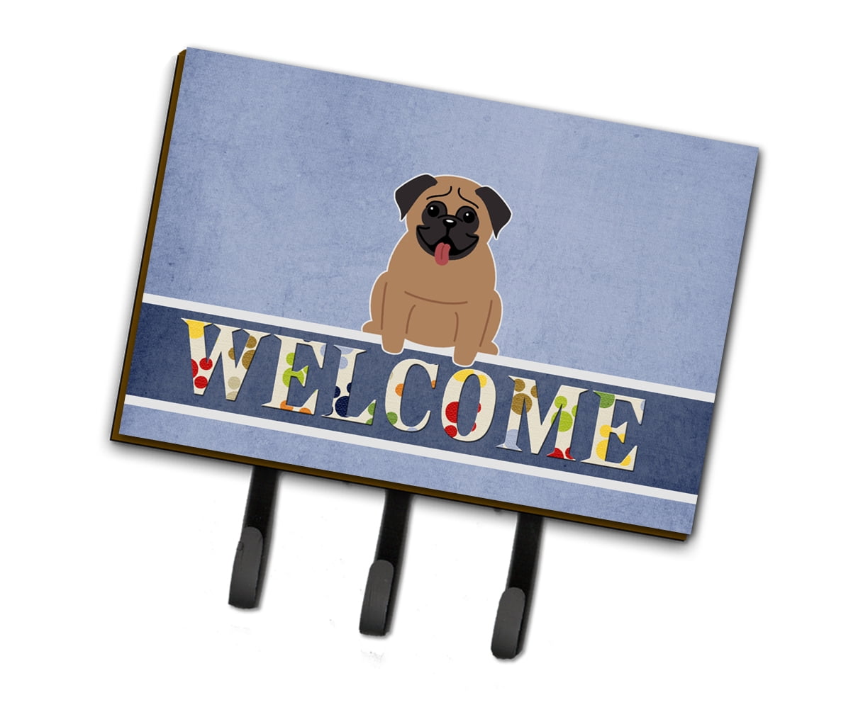 BB5586TH68 Pug Brown Welcome Leash or Key Holder