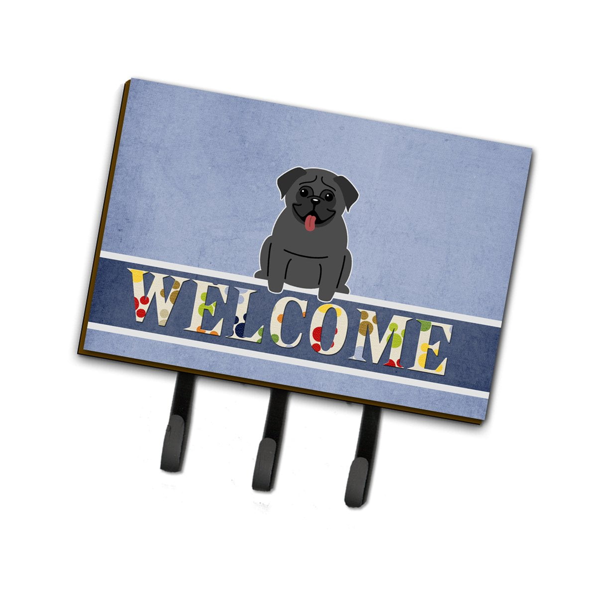 BB5587TH68 Pug Black Welcome Leash or Key Holder