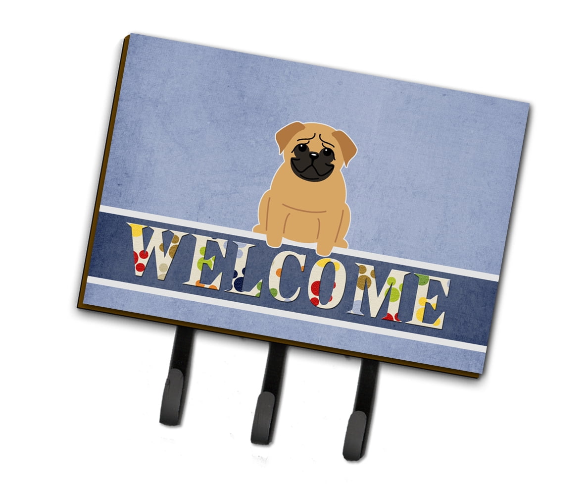 BB5588TH68 Pug Brown Welcome Leash or Key Holder