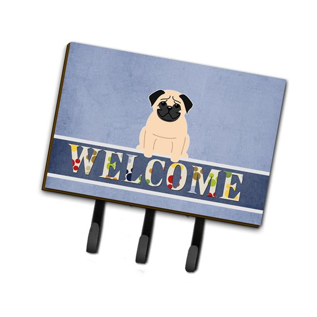 BB5589TH68 Pug Fawn Welcome Leash or Key Holder