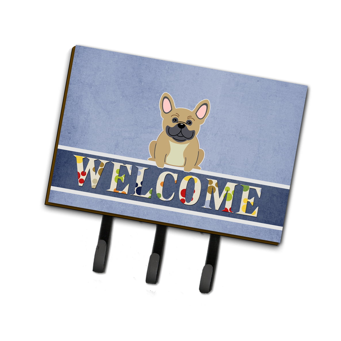 French Bulldog Cream Welcome Leash or Key Holder