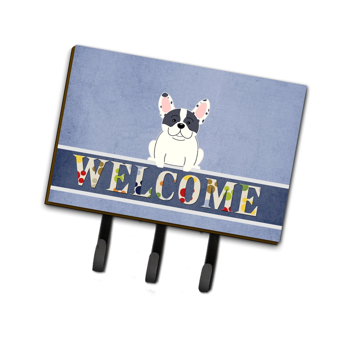 French Bulldog Piebald Welcome Leash or Key Holder