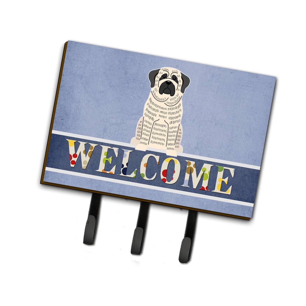 BB5597TH68 Mastiff Brindle White Welcome Leash or Key Holder