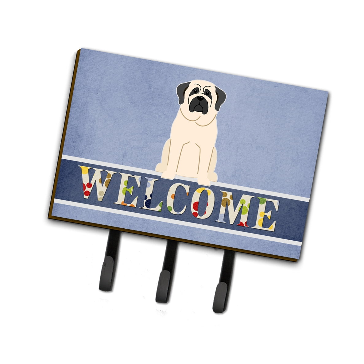 BB5598TH68 Mastiff White Welcome Leash or Key Holder