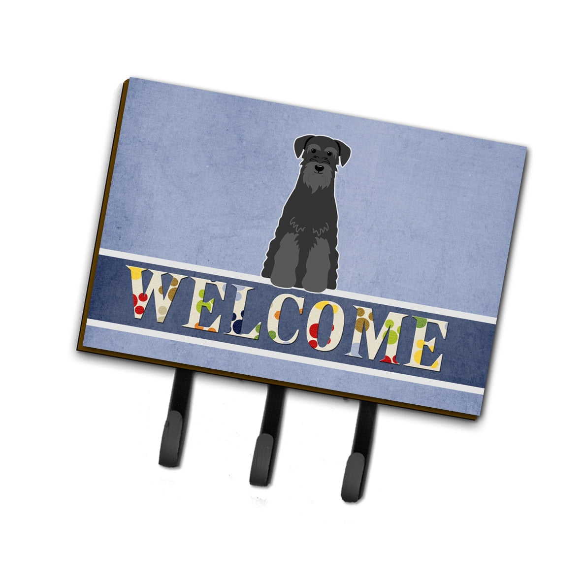 BB5613TH68 Standard Schnauzer Black Welcome Leash or Key Holder