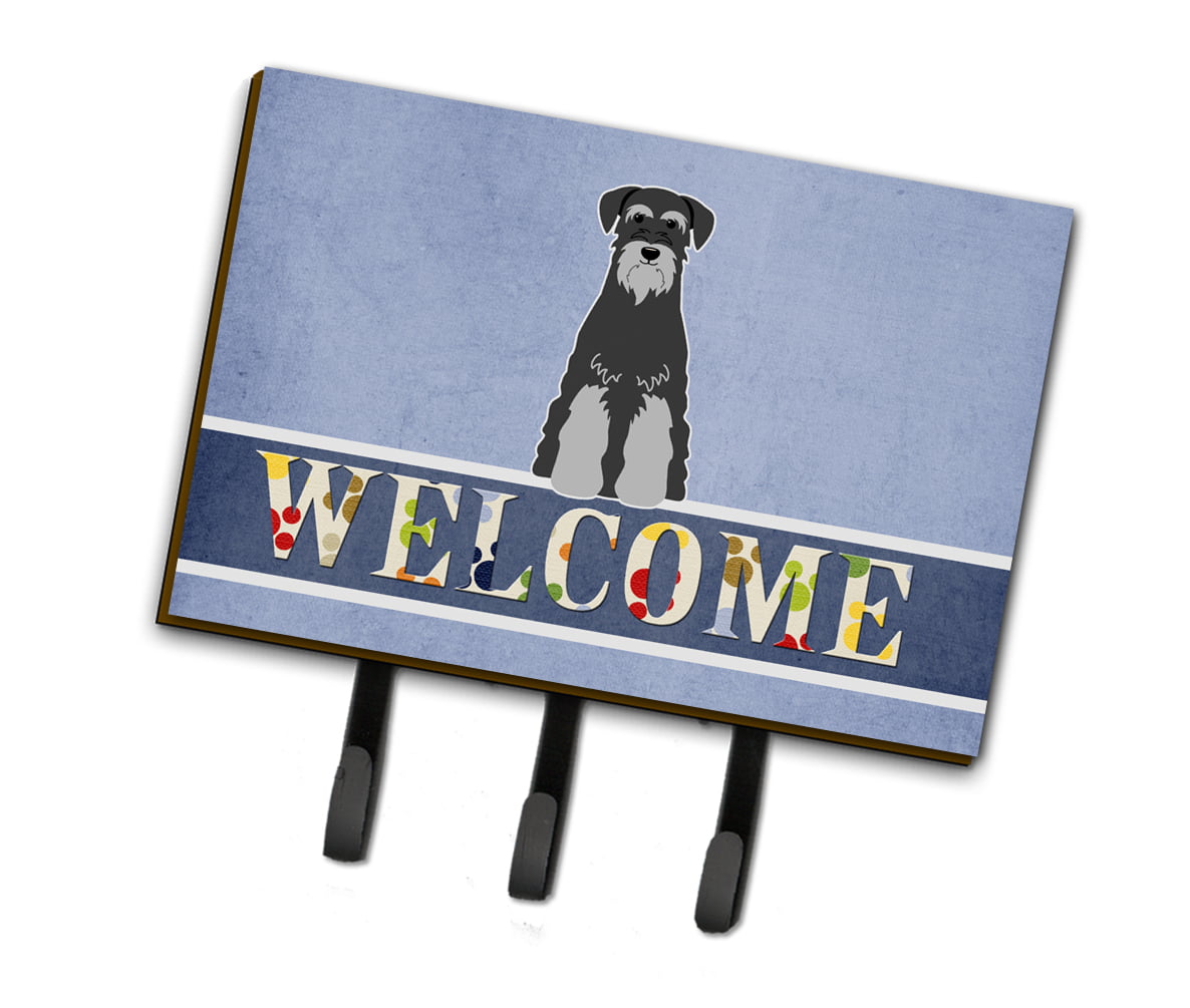 BB5615TH68 Standard Schnauzer Black Grey Welcome Leash or Key Holder
