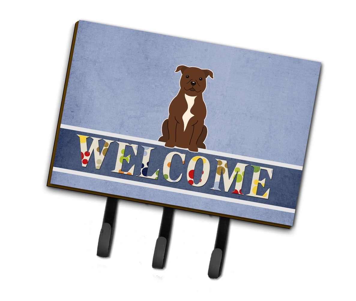 Staffordshire Bull Terrier Chocolate Welcome Leash or Key Holder