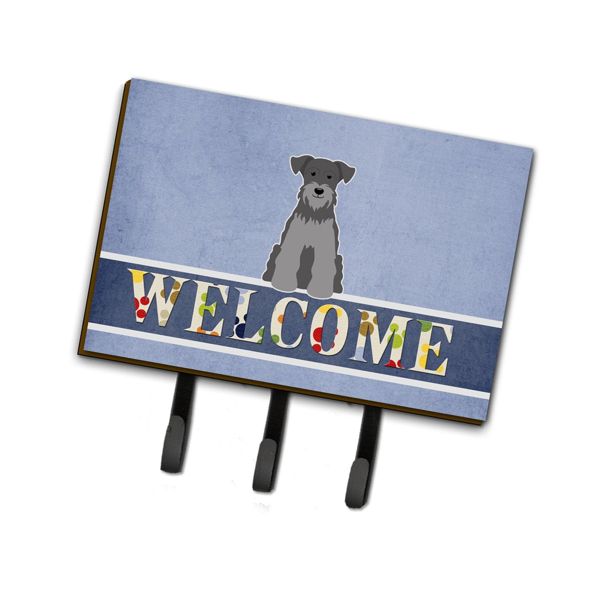 BB5633TH68 Miniature Schanuzer Black Silver Welcome Leash or Key Holder