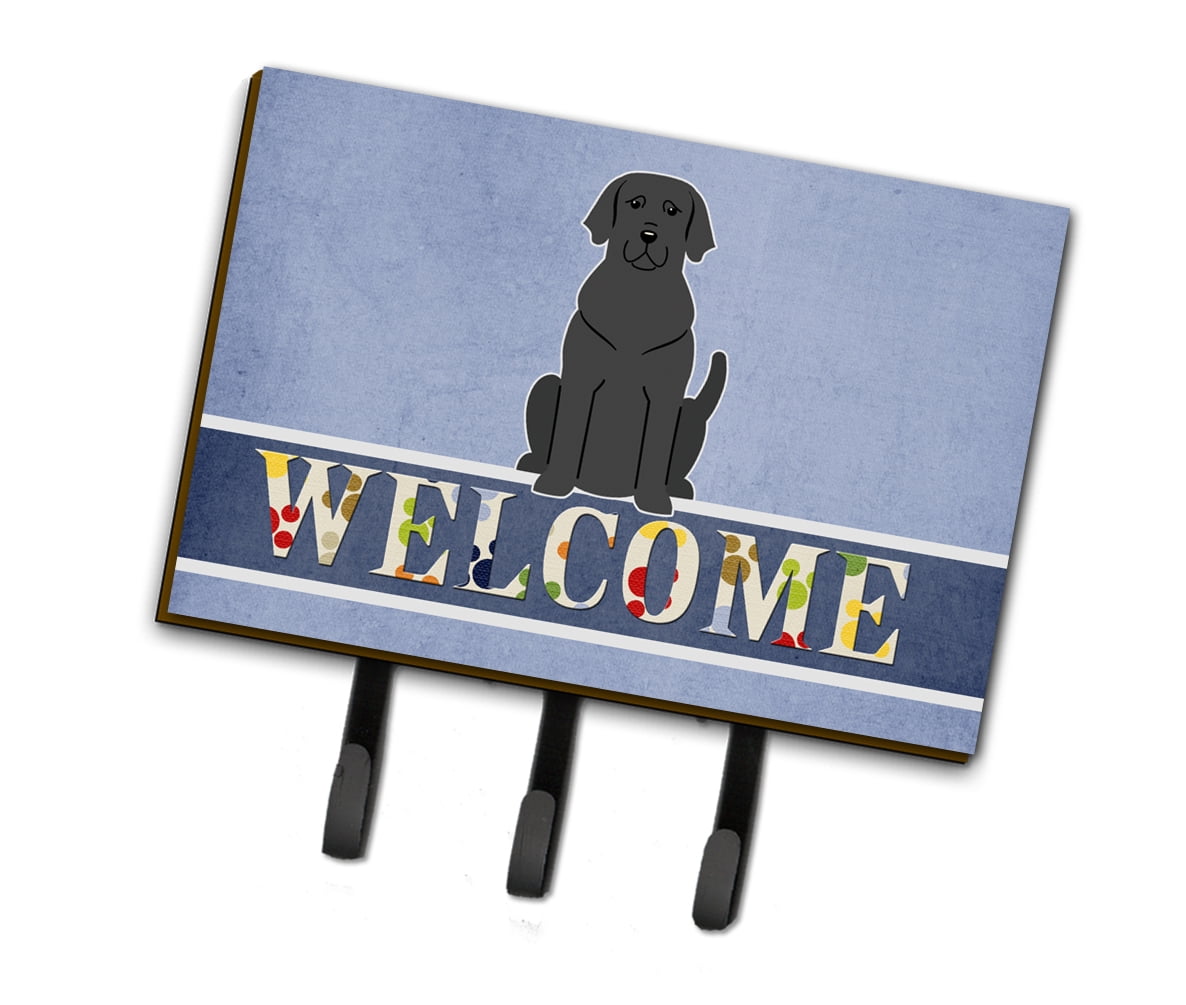 BB5638TH68 Black Labrador Welcome Leash or Key Holder