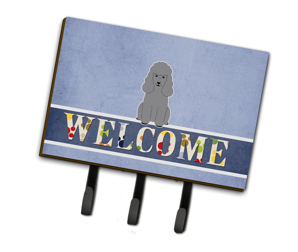 BB5649TH68 Poodle Silver Welcome Leash or Key Holder
