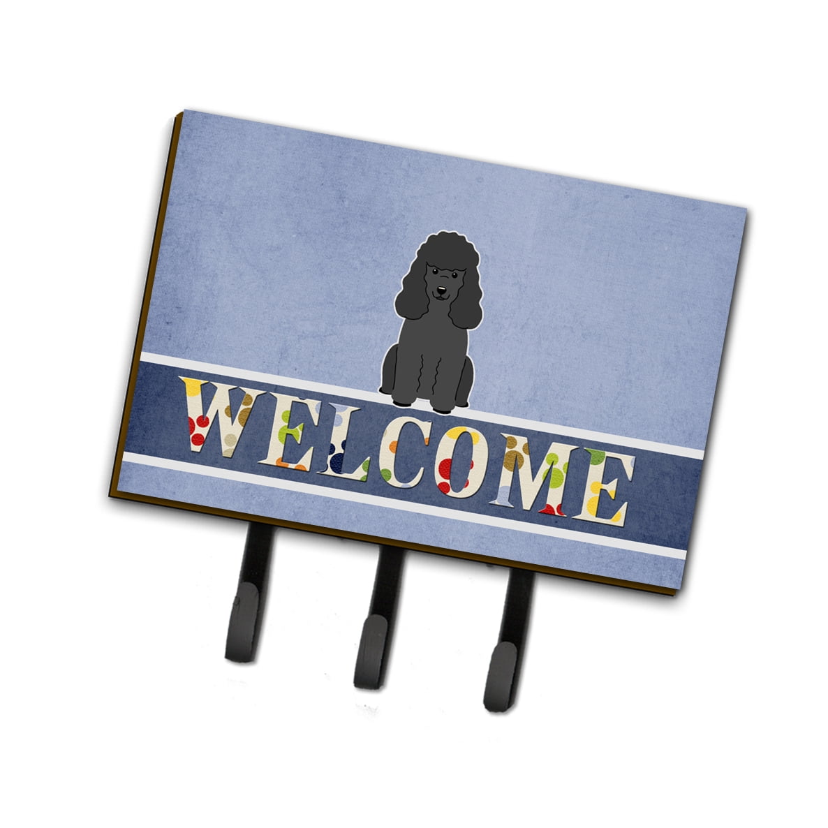 BB5652TH68 Poodle Black Welcome Leash or Key Holder