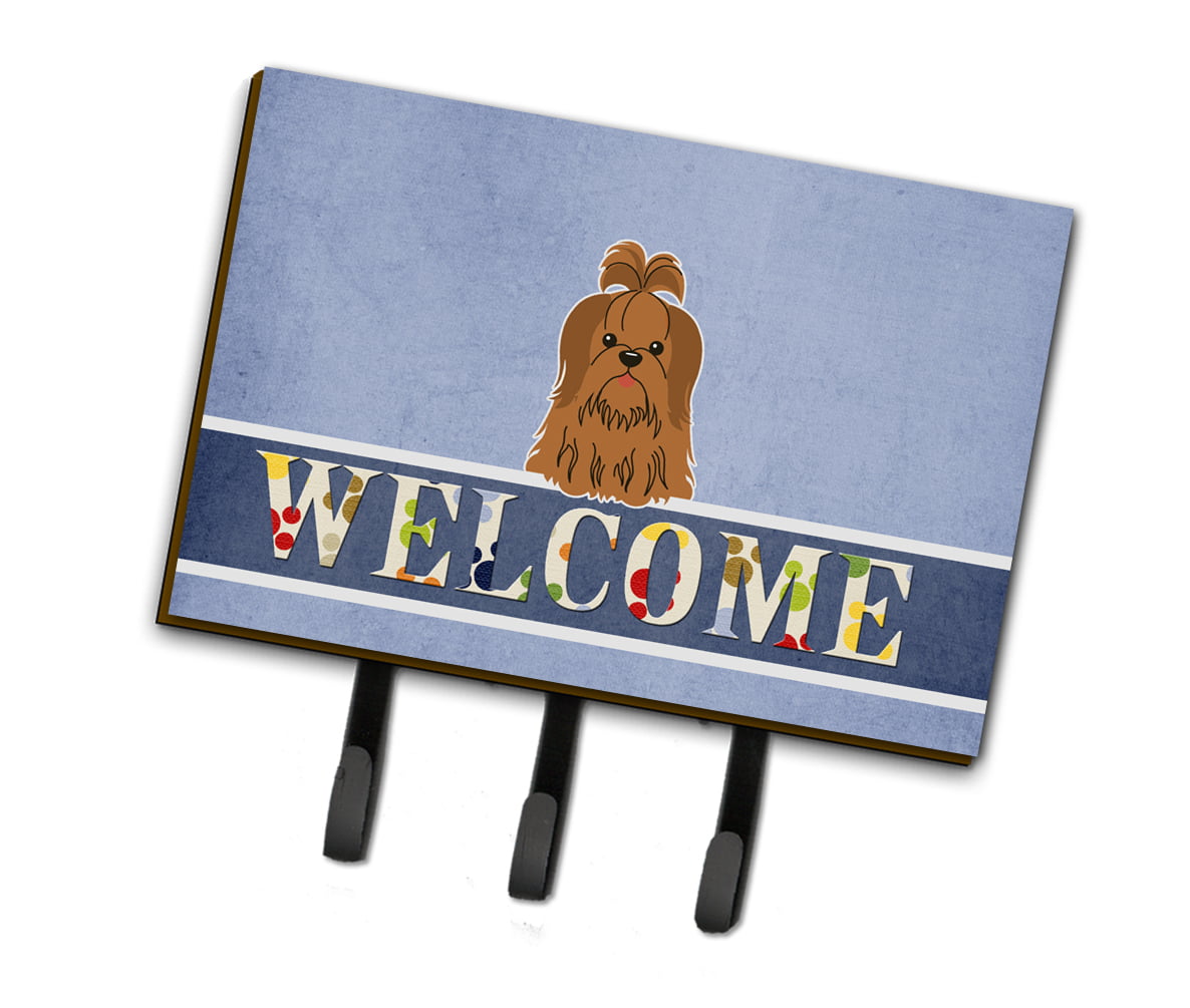 BB5667TH68 Shih Tzu Silver Chocolate Welcome Leash or Key Holder