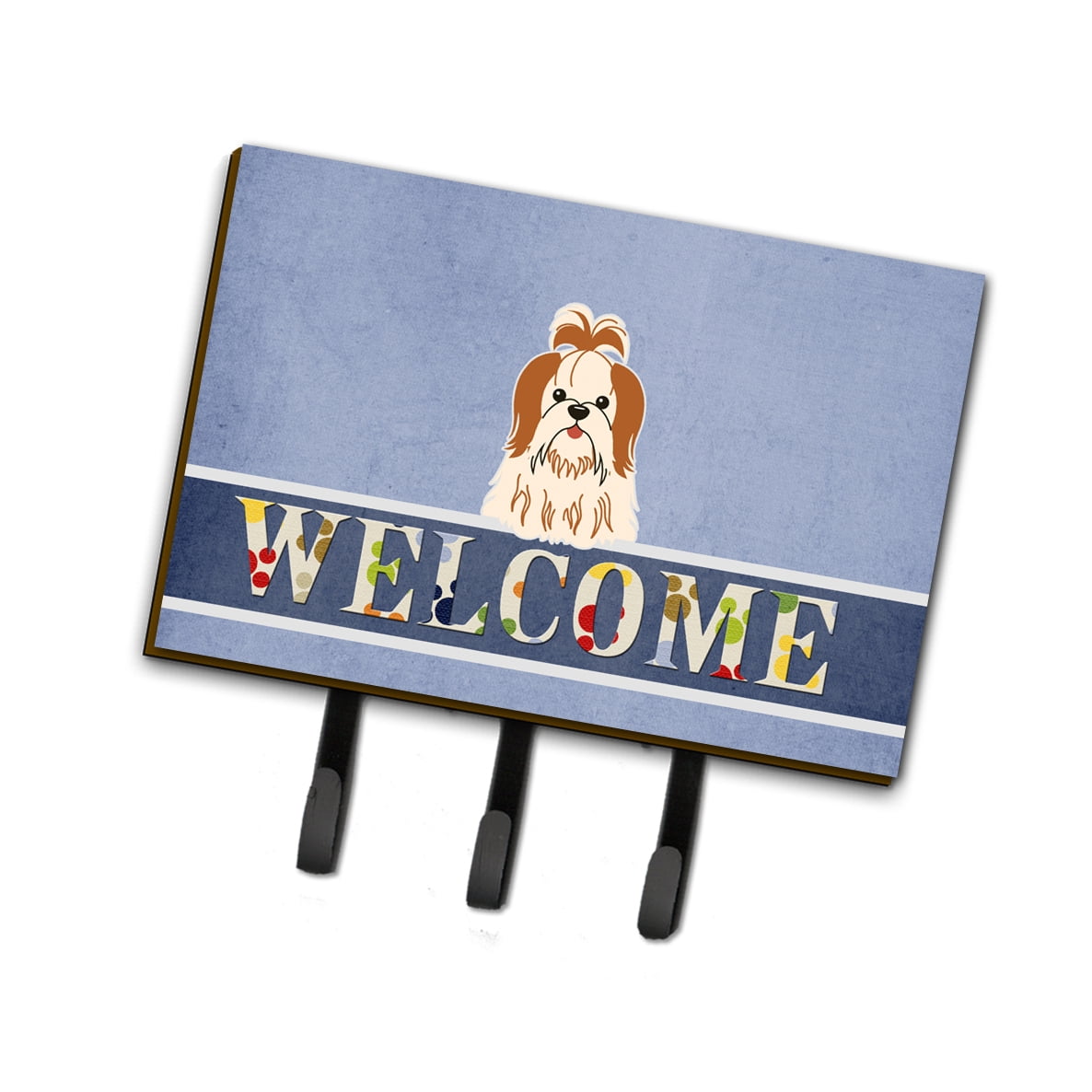 BB5668TH68 Shih Tzu Red White Welcome Leash or Key Holder