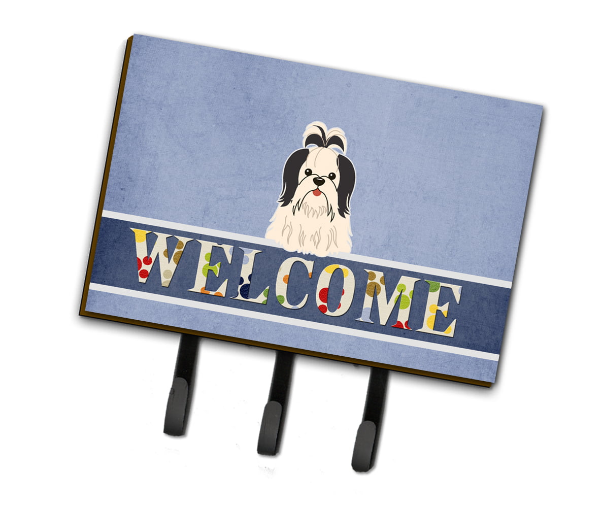BB5669TH68 Shih Tzu Black & White Welcome Leash or Key Holder