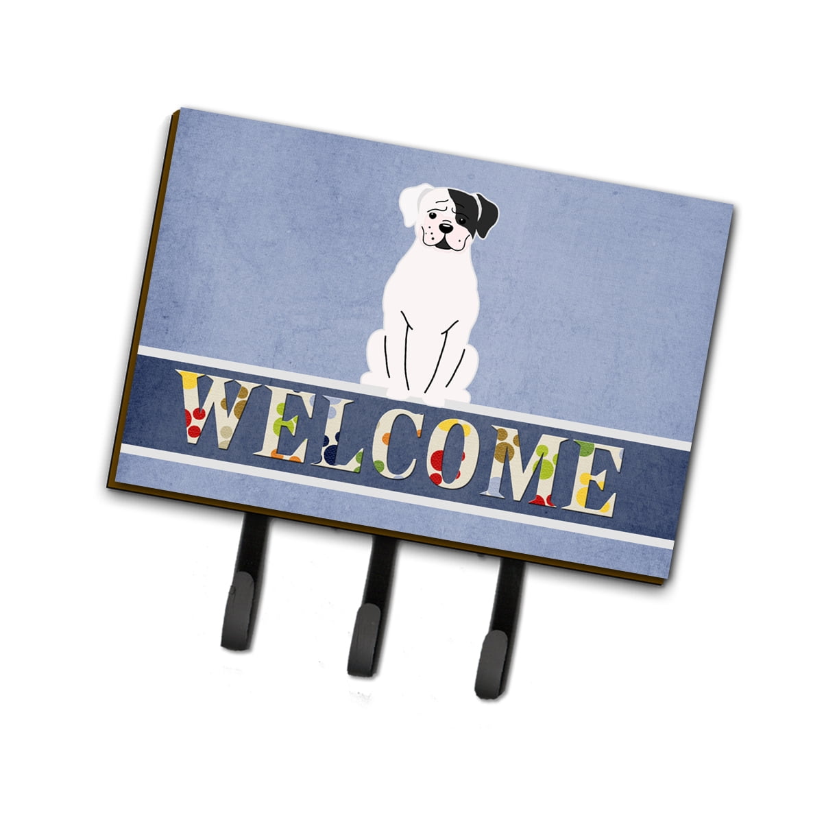 BB5695TH68 White Boxer Cooper Welcome Leash or Key Holder