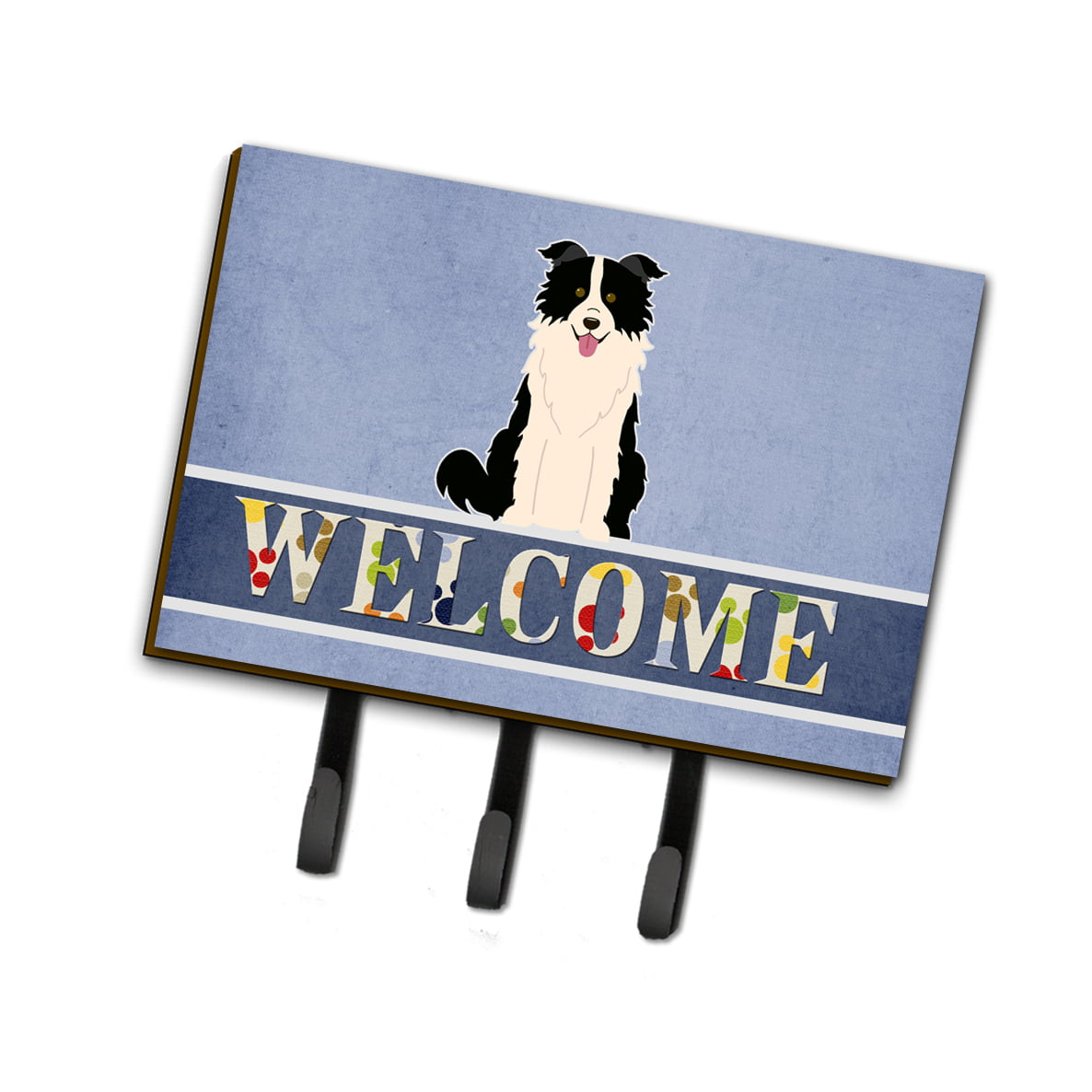 BB5699TH68 Border Collie Black & White Welcome Leash or Key Holder