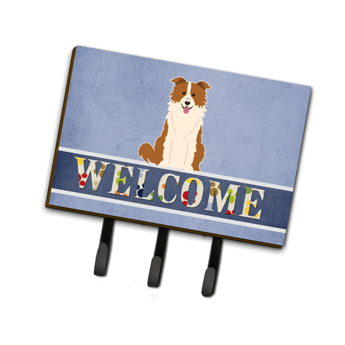 BB5700TH68 Border Collie Red White Welcome Leash or Key Holder