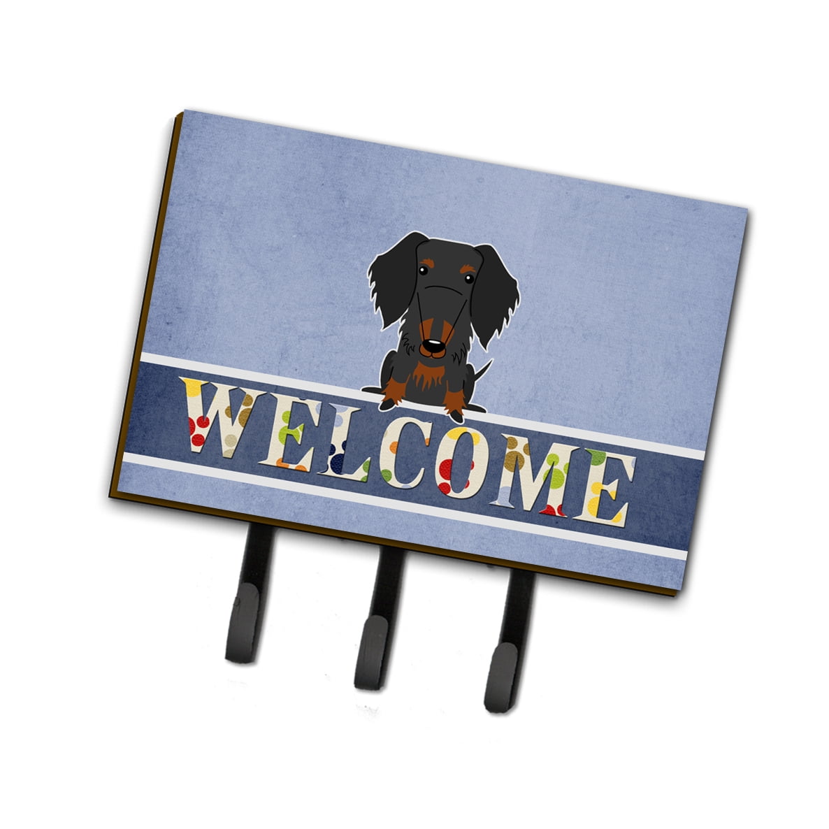 BB5708TH68 Wire Haired Dachshund Black Tan Welcome Leash or Key Holder