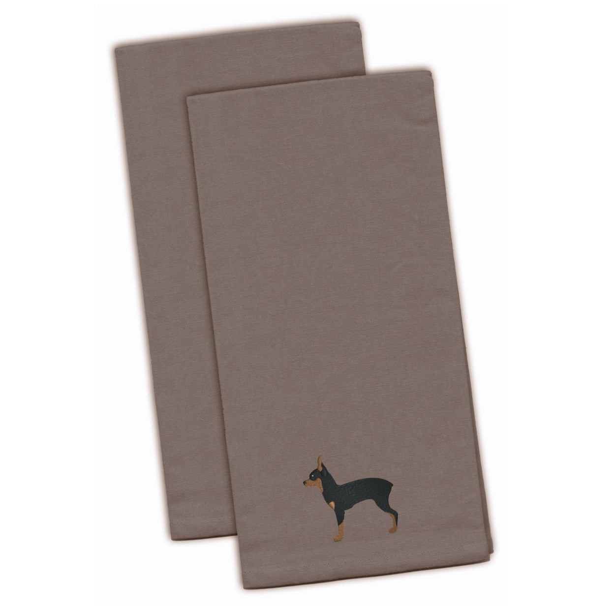 Picture of Carolines Treasures BB3387GYTWE Toy Fox Terrier Gray Embroidered Kitchen Towel - Set of 2