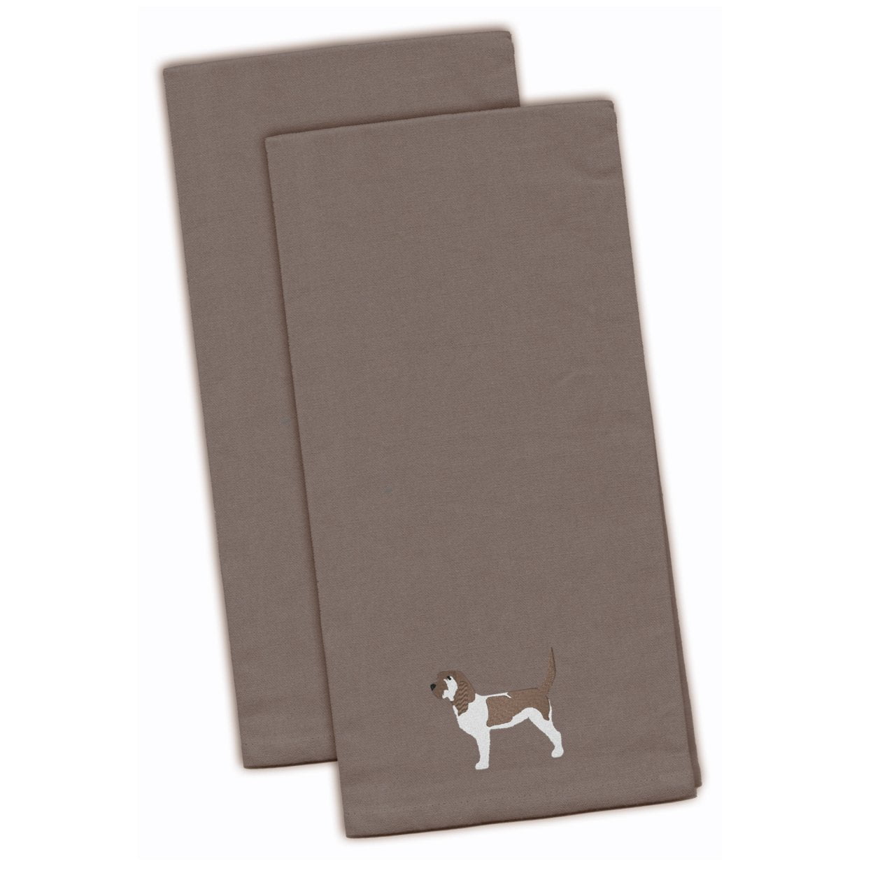 Picture of Carolines Treasures BB3390GYTWE Grand Basset Griffon Vendeen Gray Embroidered Kitchen Towel - Set of 2