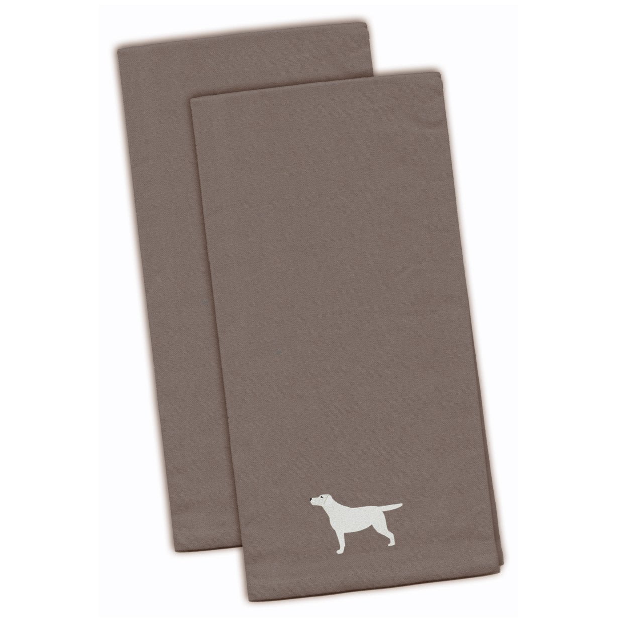 Picture of Carolines Treasures BB3397GYTWE Yellow Labrador Retriever Gray Embroidered Kitchen Towel - Set of 2
