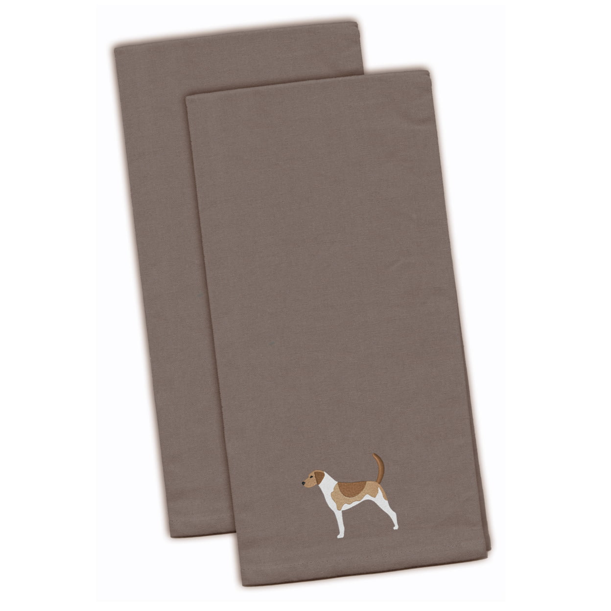 Picture of Carolines Treasures BB3398GYTWE American Foxhound Gray Embroidered Kitchen Towel - Set of 2